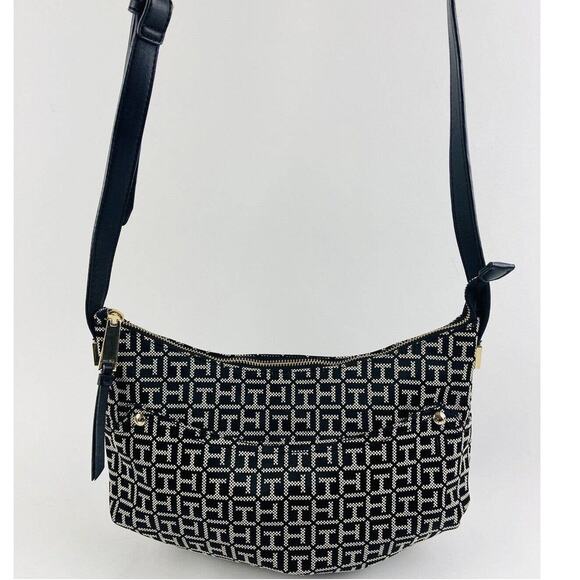 Tommy Hilfiger Handbags - Tommy Hilfiger Tote Handbag Black Purse Outside Pocket Shoulder Bag Grey Moon TH